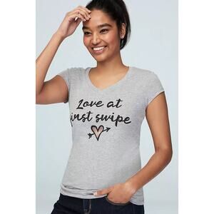 David's Bridal Juniors XL/Women's Large Gray Love at First Swipe Top NWT